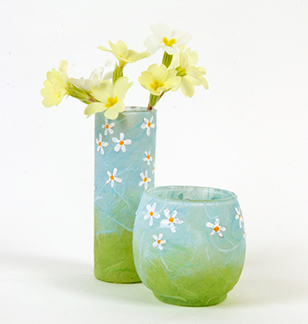 Strawsilk Daisies Glowpot & Vase